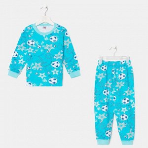 Пижама для мальчика, цвет голубой/футбол, рост