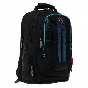 Рюкзак молодежный Across Merlin, эргономичная спинка, 43 х 30 х 18 см, чёрный/синий