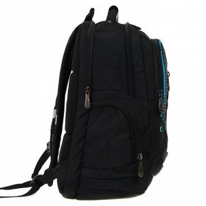 Рюкзак молодежный, Across AC21, 43 х 30 х 18 см, эргономичная спинка, чёрный/синий