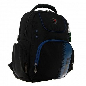 Рюкзак молодежный Across Merlin, эргономичная спинка, 43 х 30 х 18 см, чёрный/синий