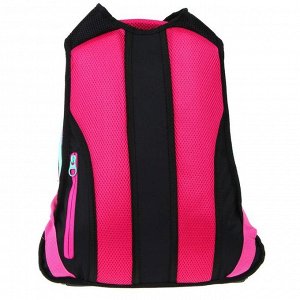 Рюкзак молодежный Across Merlin, эргономичная спинка, 43 х 29 х 15 см, чёрный/розовый/бирюзовый