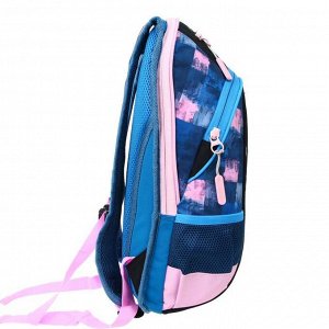 Рюкзак молодежный Across Merlin, эргономичная спинка, 43 х 29 х 15 см, NYC, чёрный/синий/розовый