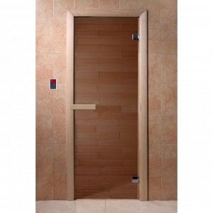 Дверь для бани и сауны стеклянная "Бронза", размер коробки 190x70см, 6мм