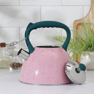 Чайник со свистком Доляна «Тропики», 3 л, цвет розовый