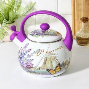Чайник со свистком Доляна «Весна», 2,2 л, фиксированная ручка, цвет фиолетовый