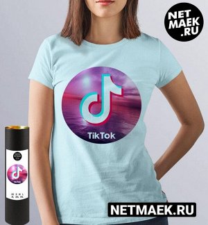 футболка с надписью tik tok круг / модель женская / размер xl (48-50)