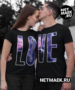 Одна футболка из комплекта парных love космос / модель женская / размер m (44-46) / принт женский