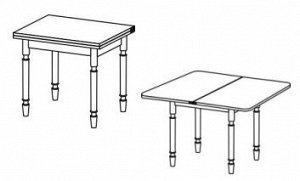 Стол обеденный белый раскладной, 80х60(+60), ноги конус