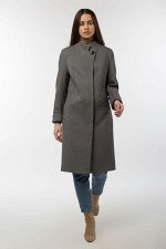 01-10614 Пальто женское демисезонное Пальтовая ткань серо-черный
