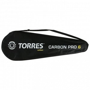 Ракетка бадминтона TORRES Carbon PRO6, для продвинутых игроков, стержень/обод из карбона, со струнами