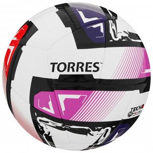 Мяч футзальный TORRES Futsal Resist, размер 4, 24 панели, ПУ, 3 подкладочных слоя, цвет белый/мультикол