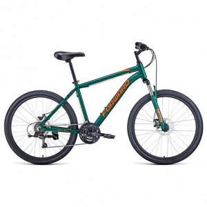 Велосипед 26" Forward Hardi 2.1 disc, 2021, цвет зеленый матовый/оранжевый, размер 18"