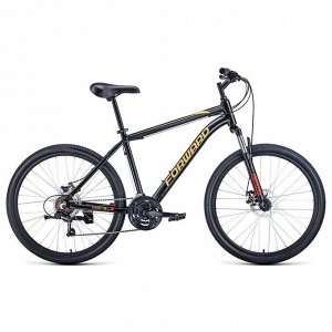 Велосипед 26" Forward Hardi 2.1 disc, 2021, цвет черный/желтый, размер 18"