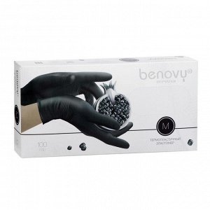 Перчатки BENOVY ТPE, перчатки из термопластичного эластомера, черные, M, 100 пар