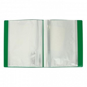 Папка с 80 вкладышами А4, 700 мкм, Calligrata, карман на корешке, зелёная
