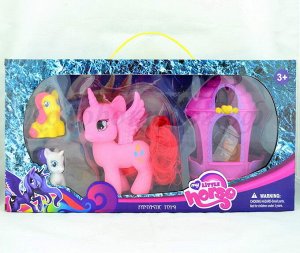 My Little Pony Horse набор(3пони+1большое пони+1кареты)(№SM7011)