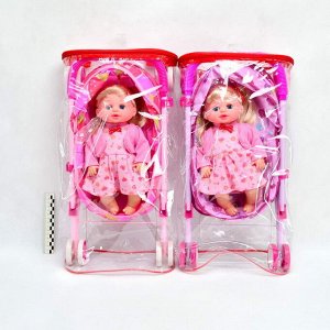 Кукла Пупс набор Lovely Babe 30см+коляска лежачая (звук)(№8816-56)