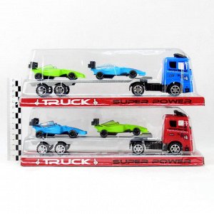 Truck Super Power набор(грузовик+приц.+2машины формула)(пластик)(№K158-12)