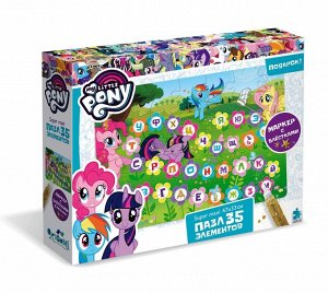 Origami. My Little Pony. Пазл 35 эл "Цветочная азбука" (43х33 см) + глиттерный маркер арт.04395