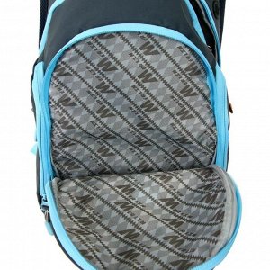 Рюкзак молодежный Across Merlin, эргономичная спинка, 43 х 29 х 15 см, чёрный/голубой