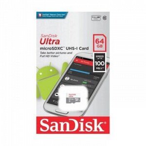 Карта памяти micro SDHC SanDisk 64GB Class 10 Ultra Light UHS-I (100 Mb/s)