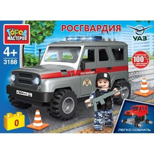 SB-3188 UAZ конструктор uaz HUNTER РОСГВАРДИЯ, 52 дет. (легко собрать) Город мастеров в кор.80шт