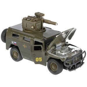 CT12-357-G1 МАШИНА "ТЕХНОПАРК" МЕТАЛЛ. ИНЕРЦ. ГАЗ ТИГР, 1:43, СВЕТ+ЗВУК, ОТКРЫВ. ДВЕРИ В РУСС. КОР. в кор.2*24шт