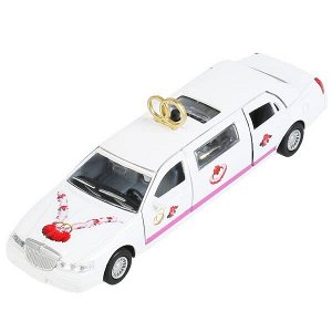 CT10-105-L Машина металл свет-звук лимузин свадебный, 17 см, двери, люк, инерц., кор. Технопарк в кор.2*24шт