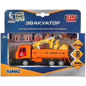 SB-19-29-B-WB Машина металл KAMAZ ЭВАКУАТОР, 12 см, дв., подв.дет.,инер.+экск. 7,5 см,кор. Технопарк в кор.2*24шт