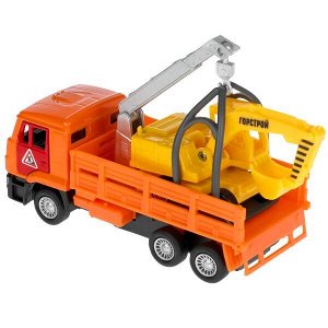 SB-19-29-B-WB Машина металл KAMAZ ЭВАКУАТОР, 12 см, дв., подв.дет.,инер.+экск. 7,5 см,кор. Технопарк в кор.2*24шт