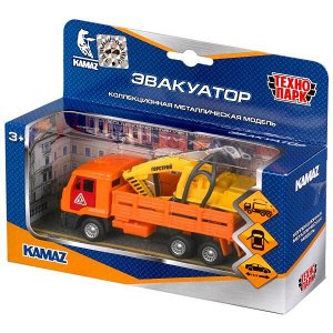 SB-19-29-B-WB Машина металл KAMAZ ЭВАКУАТОР, 12 см, дв., подв.дет.,инер.+экск. 7,5 см,кор. Технопарк в кор.2*24шт