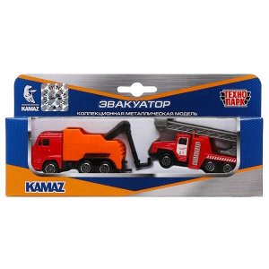 SB-17-46+URAL-WB Машина металл KAMAZ ЭВАКУАТОР, 7,5 см+урал ПОЖАРНЫЙ 7,5 см, кор. Технопарк в кор.2*72шт