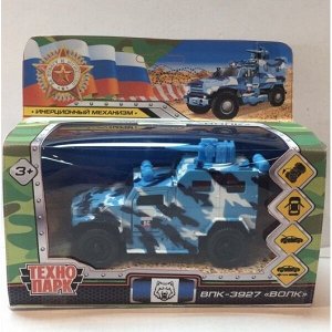 SB-17-60-B-M(BLUE) Машина металл ВПК -3927 волк, 12 см, дв, баг., подв.дет., инерц., кор. Технопарк в кор.2*24шт