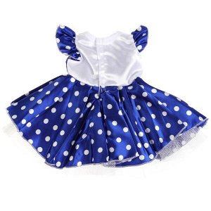 OTF-2101D-RU Одежда для кукол 40-42см атласное платье синий горох КАРАПУЗ в кор.100шт