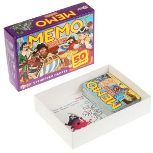 4680107921260 Пираты Карточная игра Мемо. (50 карточек, 65х95мм). Коробка: 125х170х40мм. Умные игры в кор.50шт