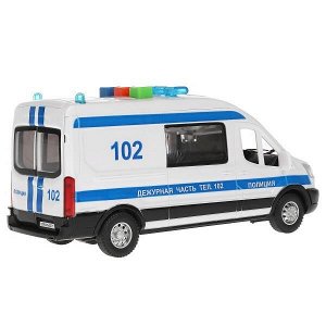 TRANSITVAN-16PLPOL-WH Машина пластик свет-звук FORD TRANSIT ПОЛИЦИЯ 16 см, двери, 3 кнопки, кор. Технопарк в кор.2*36шт