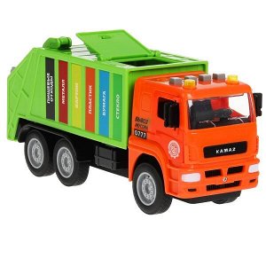 KAMGARB-30PL-OGGN Машина пластик свет-звук KAMAZ МУСОРОВОЗ 30 см, двери, инерц, зелен, кор. Технопарк в кор.2*12шт