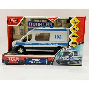 TRANSITVAN-16PLPOL-SR Машина пластик свет-звук FORD TRANSIT ПОЛИЦИЯ  16 см, двери, 3 кнопки, кор. Технопарк в кор.2*36шт