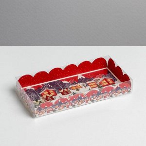 Коробка для кондитерских изделий с PVC крышкой «Карусель», 10.5 x 21 x 3 см