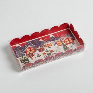 Коробка для кондитерских изделий с PVC крышкой «Карусель», 10.5 x 21 x 3 см