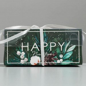 Коробка для капкейка Happy New year, Новый год, 16*8*7.5 см