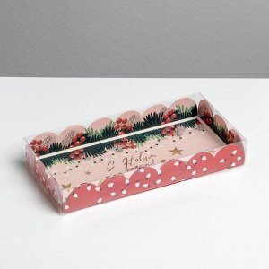 Коробка для кондитерских изделий с PVC крышкой «Гирлянды», 10.5 x 21 x 3 см