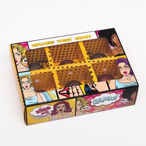 Коробка для конфет 6 шт, "POP ART", 13,7 х 9,85 х 3,86 см