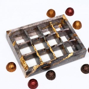 Коробка для конфет, 12 шт, "Золотой песок", 19 х 15 х 3,6 см