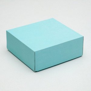 Коробка сборная, крышка-дно, голубая, 14,5 х 14,5 х 6 см
