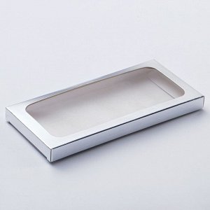 Подарочная коробка под плитку шоколада, с окном, серебро, 17 х 8 х 1,4 см