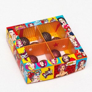 Коробка для конфет 4 шт, "POP ART", 12,6 х 12,6 х 3,5 см
