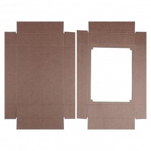 Коробка сборная без печати крышка-дно бурая с окном 29x23.5x6 см