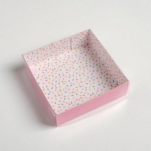 Коробка для макарун с PVC крышкой «Сладости для радости», 12 х 12 х 3 см