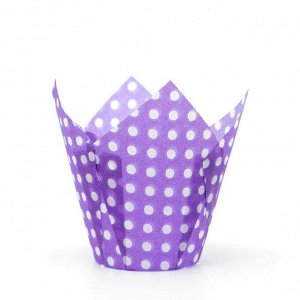 Форма для выпечки "Тюльпан",фиолетовый в белый горошек, 5 х 8 см